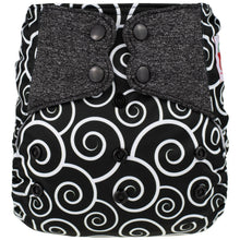 Load image into Gallery viewer, Elf Diaper Butterfly Tabs cover, Black&White Spirals