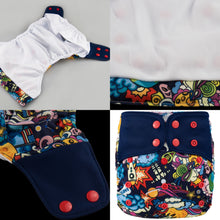 Load image into Gallery viewer, Lichtbaby pocket, Colourful Fish. Includes 1 bamboo terry insert