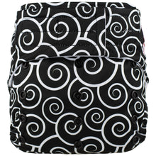 Load image into Gallery viewer, Elf Diaper H&L pocket with insert, Black&White Spirals