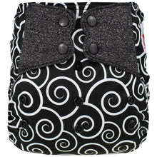 Load image into Gallery viewer, Elf Diaper Butterfly Tabs cover, Black&amp;White Spirals
