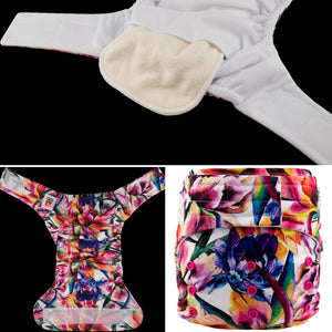 Elf Diaper H&L pocket with insert, Pink Flowers