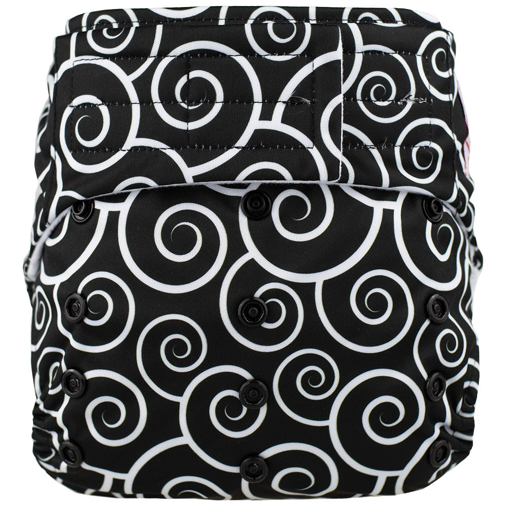Elf Diaper H&L pocket with insert, Black&White Spirals