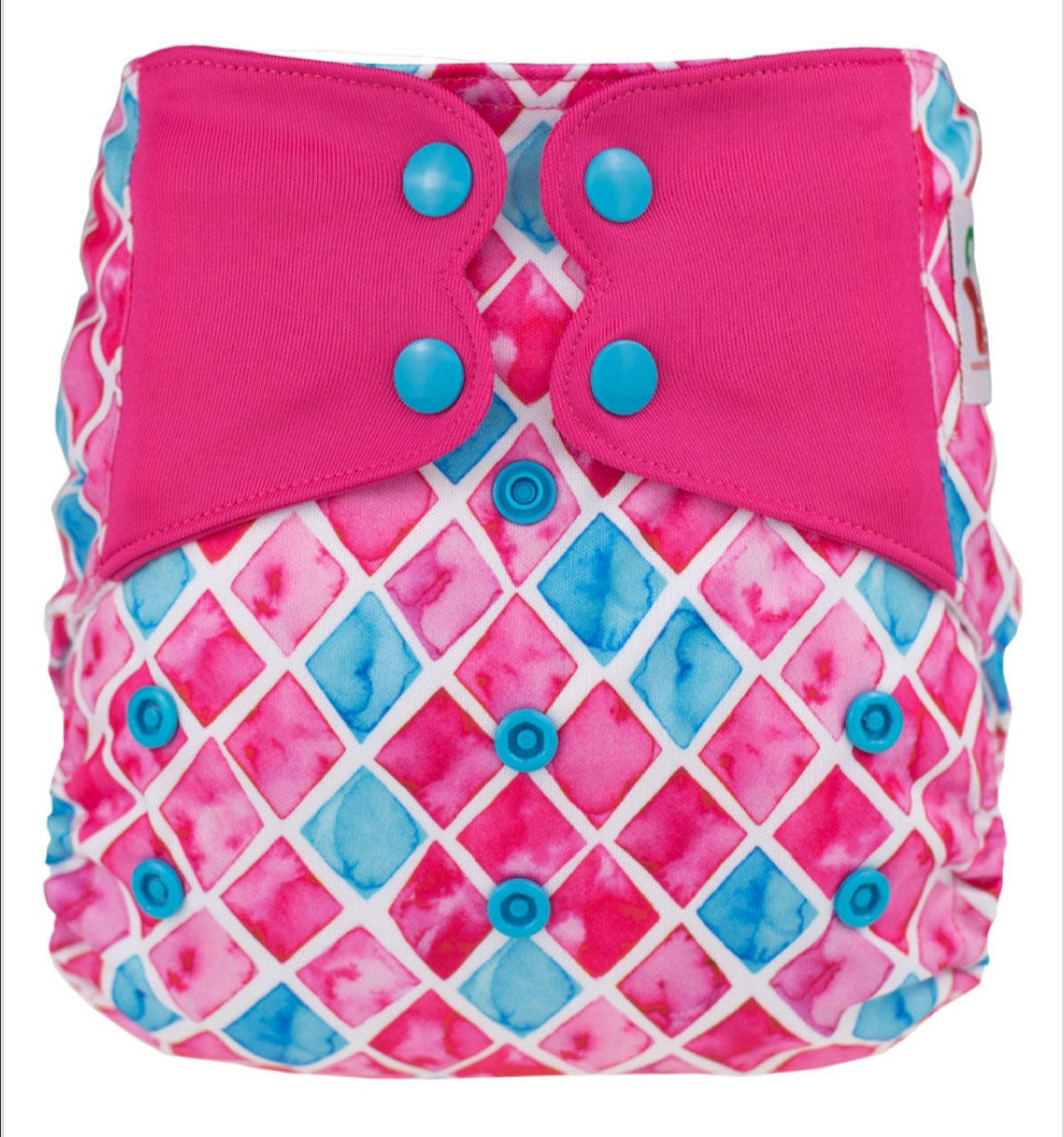 Elf Diaper Butterfly Tabs pocket, Pink & Blue Triangles